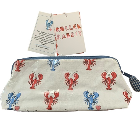 🦞 NWT small Roller Rabbit Lobster Print Cosmetic Pouch. RARE 🦞 - Picture 1 of 10